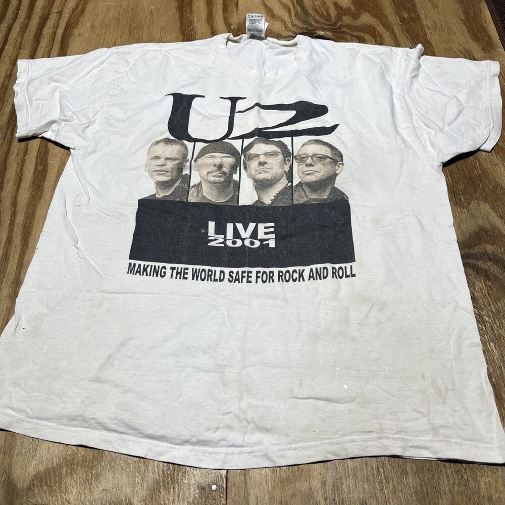 VTG U2001 Elevation Tour Tshirt Cotton Pullover Crewneck U2 2XL @B3 2001